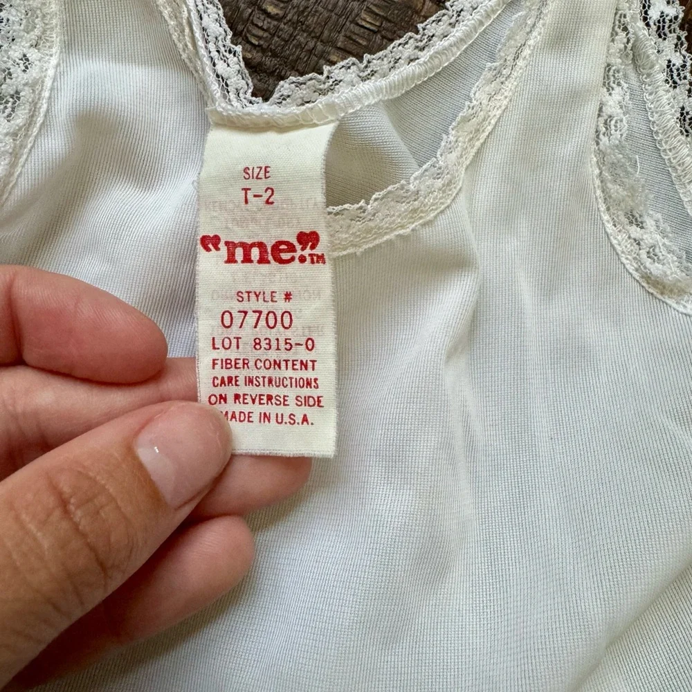 ME Vintage little‎ girls size 2T white petticoat slip / dress petit flower 1970s